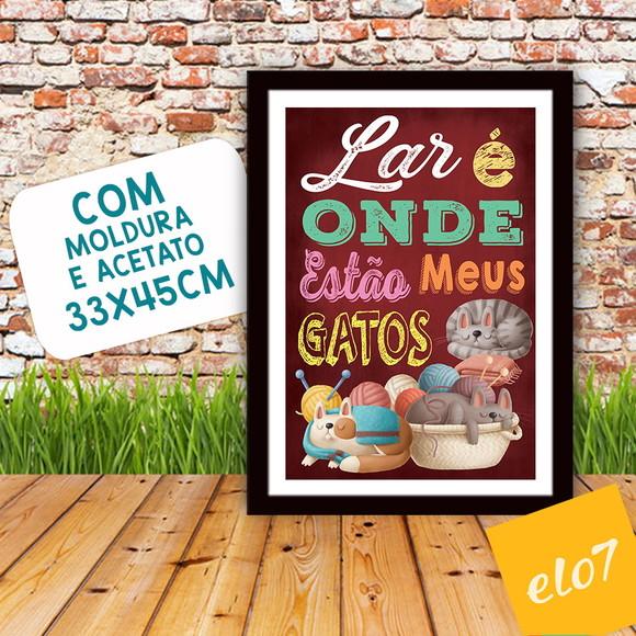 Quadro Pôster A3 Moldura Meu Pet Frases Engraçadas 30x42cm