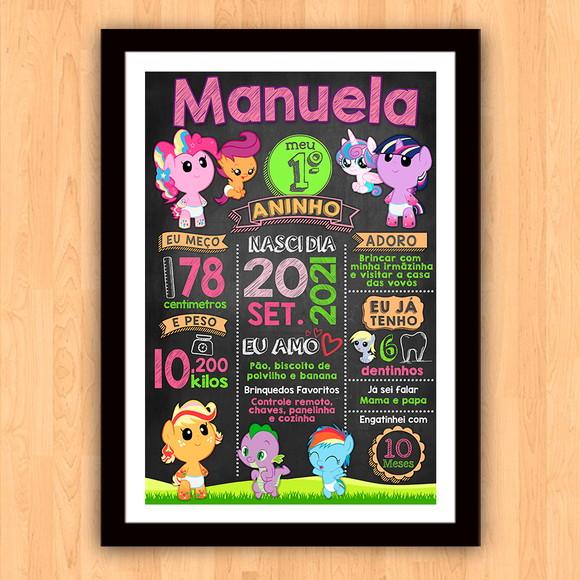 Quadro Poster Aniversário c/ Moldura My Little Pony Baby A3