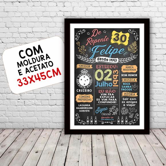 Quadro Poster Aniversário de Repente 30 A3 30x42cm