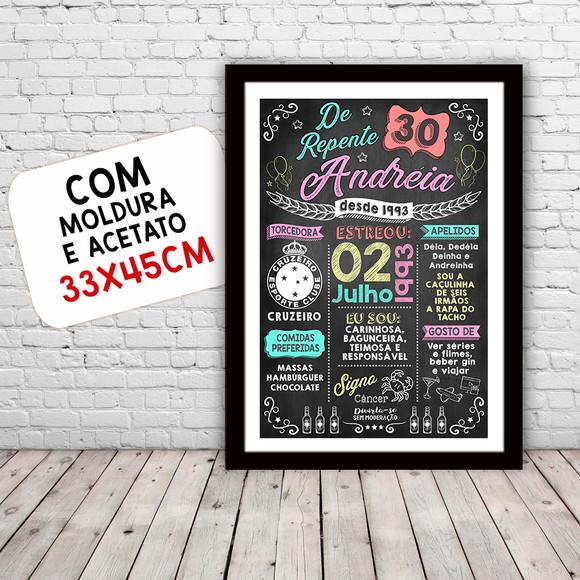 Quadro Poster Aniversário de Repente 30 A3 30x42cm