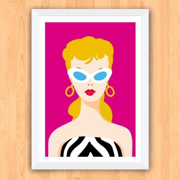 Quadro Pôster c/ Moldura A3 30x42cm Barbie Pop Art