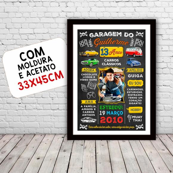 Quadro Poster c/ Moldura Aniversário 15 Anos Carros Mecânica