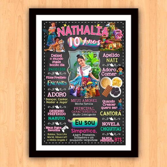 Quadro Poster Chalkboard Aniversário Encanto 10 Anos 30x42cm