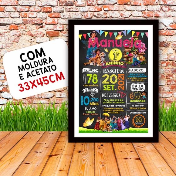 Quadro Poster Chalkboard Aniversário Encanto 30x42cm
