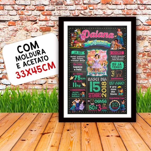 Quadro Poster Chalkboard Aniversário Encanto 30x42cm