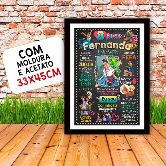 Quadro Poster Chalkboard Aniversário Encanto 8 Anos 30x42cm