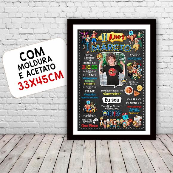 Quadro Poster Chalkboard Aniversário One Piece 30x42cm A3