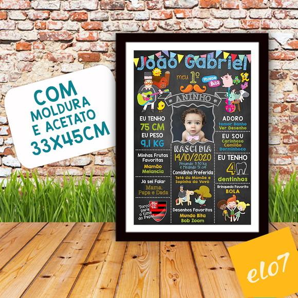 Quadro Poster Chalkboard Bita Na Fazenda Moldura 30x42cm