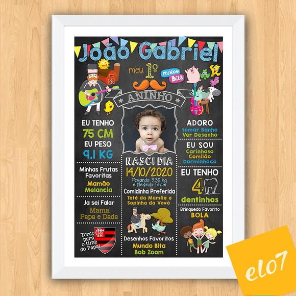 Quadro Poster Chalkboard Bita Na Fazenda Moldura 30x42cm