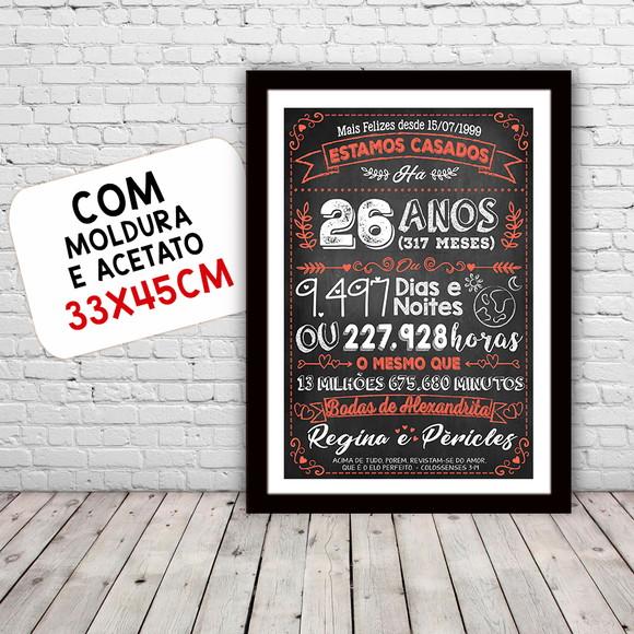 Quadro Poster Chalkboard Bodas Alexandrita 26 Anos 30x42cm