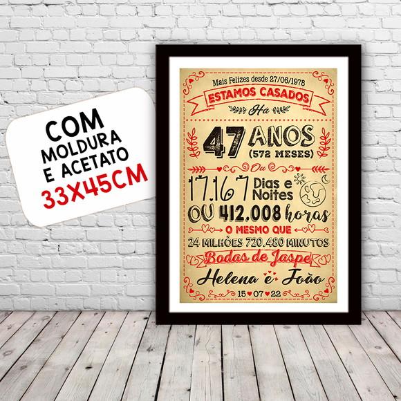 Quadro Poster Chalkboard Bodas Jaspe 47 Anos A3 30x42cm