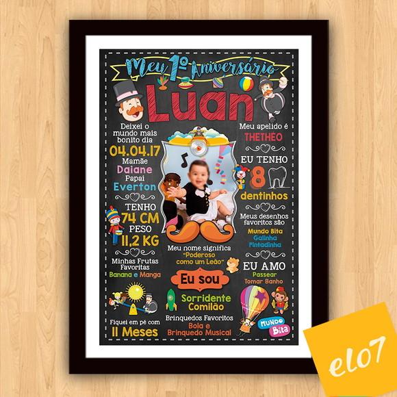 Quadro Poster Chalkboard C/ Moldura Mundo Bita 30x42cm