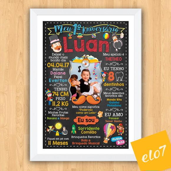 Quadro Poster Chalkboard C/ Moldura Mundo Bita 30x42cm
