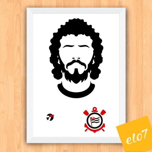 Quadro Poster com Moldura A3 Dr. Sócrates Pop Art 30x42cm