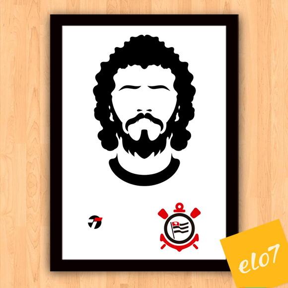 Quadro Poster com Moldura A3 Dr. Sócrates Pop Art 30x42cm