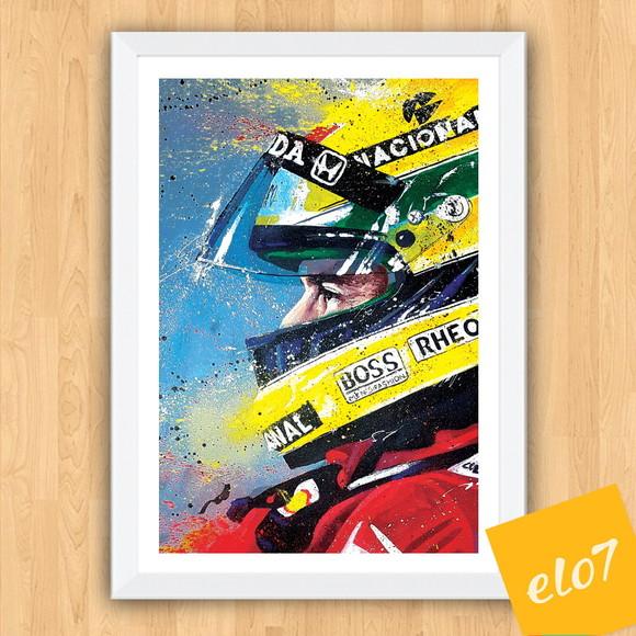Quadro Poster com Moldura A3 Senna Colorido 30x42cm