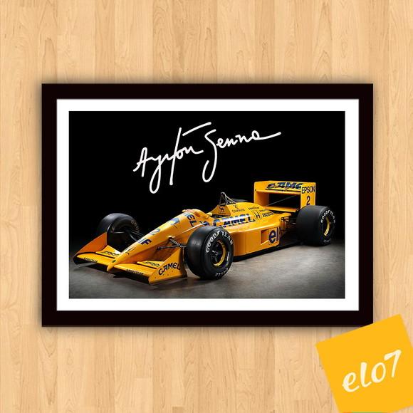 Quadro Poster com Moldura A3 Senna Lotus 99t Camel 30x42cm