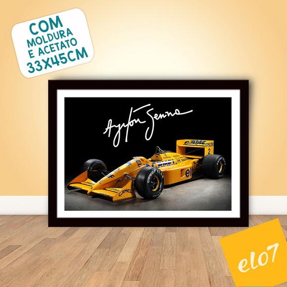 Quadro Poster com Moldura A3 Senna Lotus 99t Camel 30x42cm