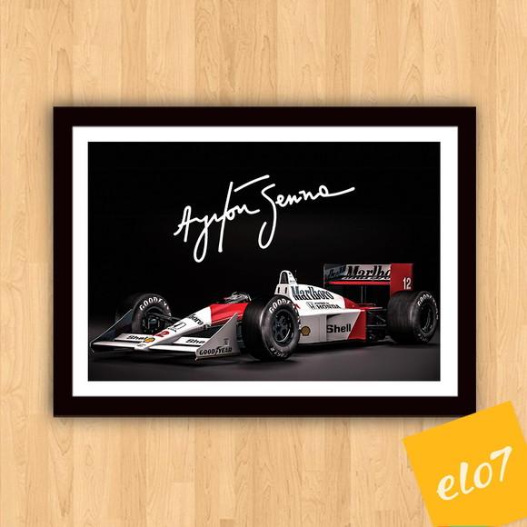 Quadro Poster com Moldura A3 Senna Maclaren Honda 30x42cm
