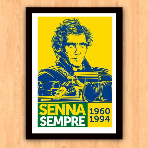 Quadro Poster com Moldura A3 Senna Sempre 30x42cm