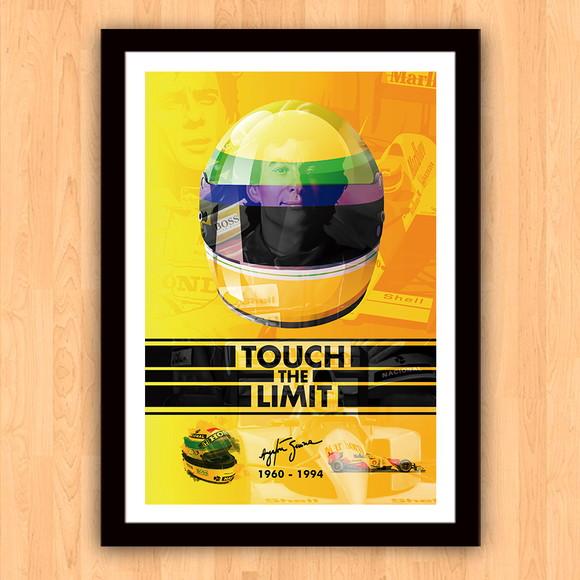 Quadro Poster com Moldura A3 Senna Touch The Limit 30x42cm