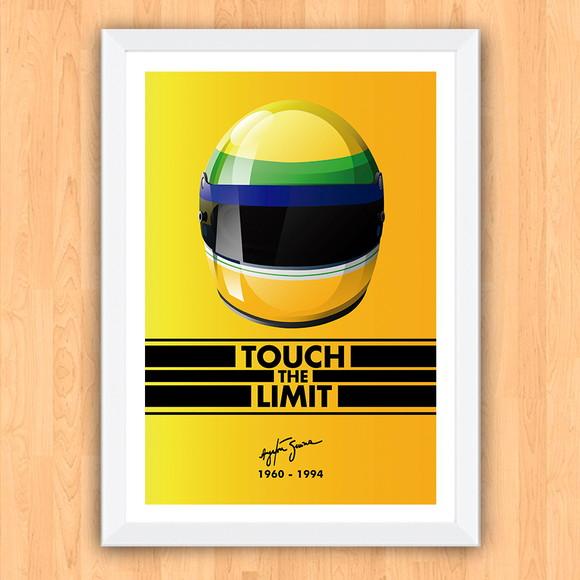 Quadro Poster com Moldura A3 Senna Touch The Limit 30x42cm