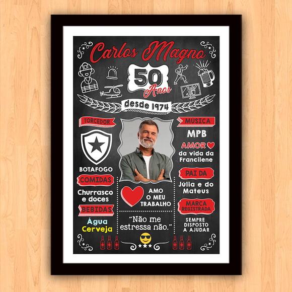 Quadro Poster de Aniversário com Frases 50 Anos 30x42cm