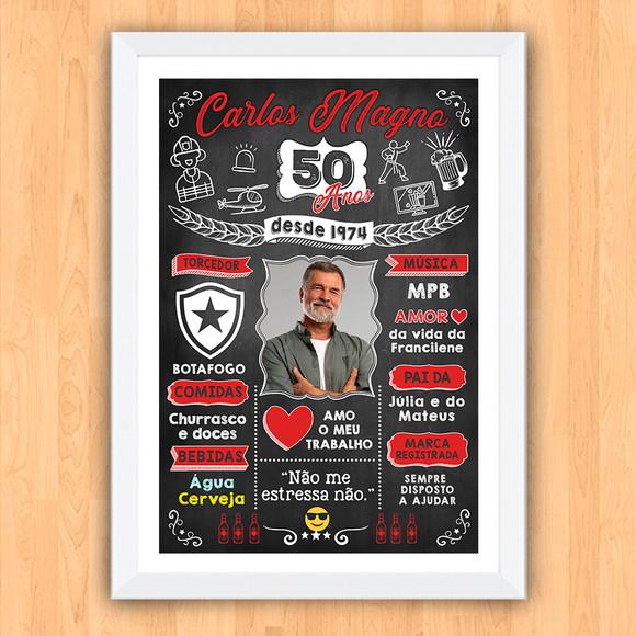 Quadro Poster de Aniversário com Frases 50 Anos 30x42cm