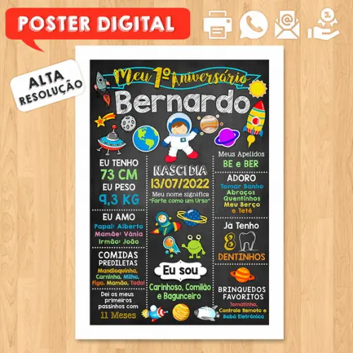 Arte Digital Aniversário A3 30x42cm Astronauta