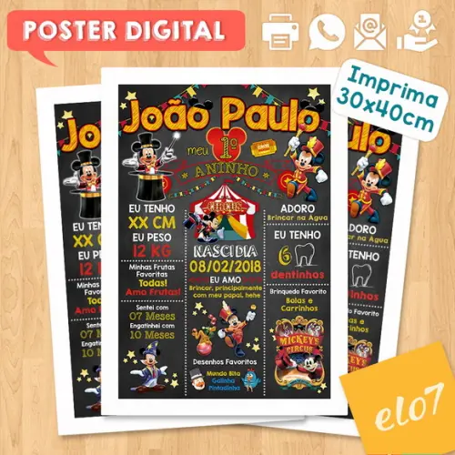 Arte Digital Aniversário Circo do Mickey
