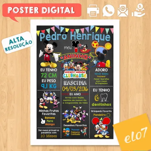 Arte Digital Aniversário Turma do Mickey