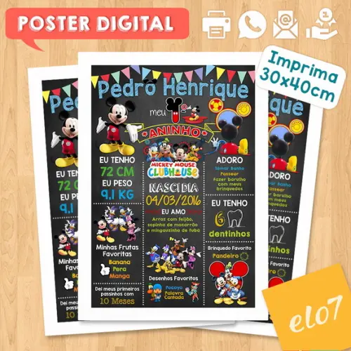 Arte Digital Aniversário Turma do Mickey