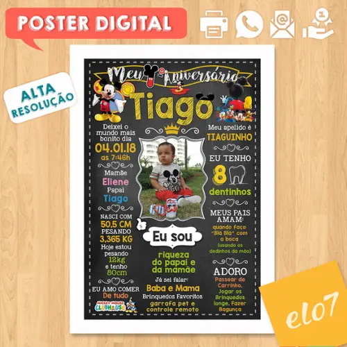 Arte Digital Aniversário Turma do Mickey com Foto