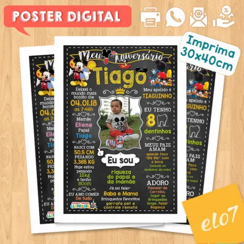 Arte Digital Aniversário Turma do Mickey com Foto