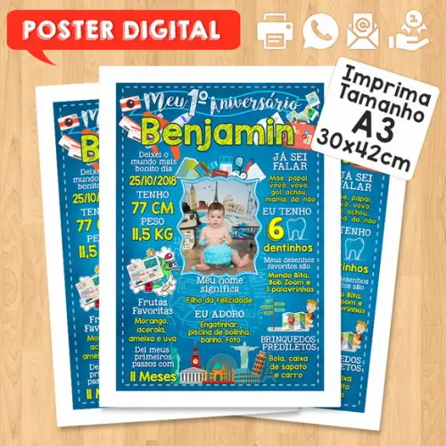 Arte Digital Aniversário Viajem Viajante com Foto