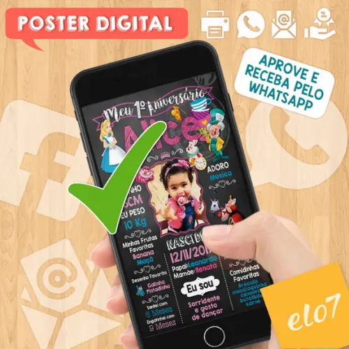 Arte Digital Chalkboard Alice no País das Maravilhas