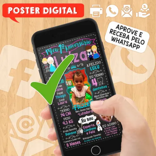 Arte Digital Chalkboard Aniversário A3 30x42cm Frozen