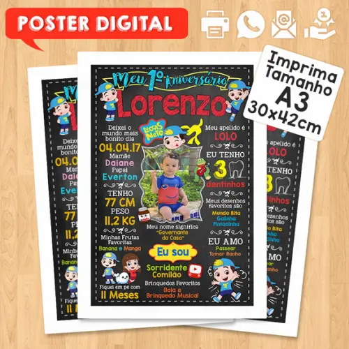 Arte Digital Chalkboard Aniversário A3 30x42cm Luccas Neto