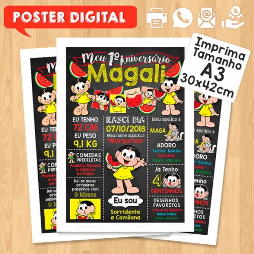 Arte Digital Chalkboard Aniversário A3 30x42cm Magali