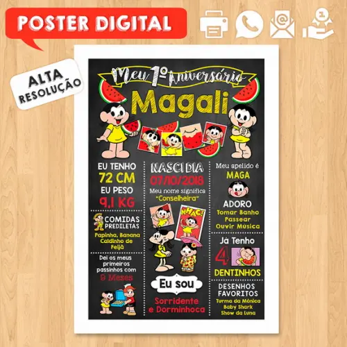 Arte Digital Chalkboard Aniversário A3 30x42cm Magali
