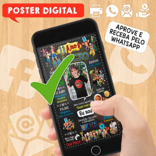 Arte Digital Chalkboard Aniversário A3 30x42cm One Piece
