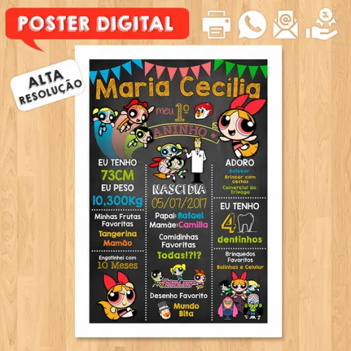 Arte Digital Chalkboard Aniversário A3 30x42cm Poderosas