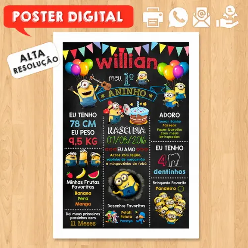 Arte Digital Chalkboard Aniversário A3 30x42cm Snoopy