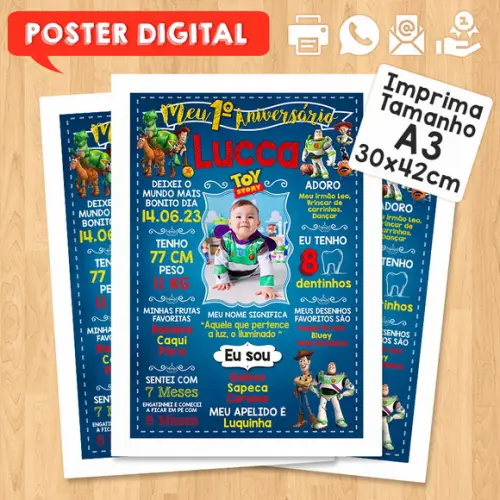 Arte Digital Chalkboard Aniversário A3 30x42cm Toy Story