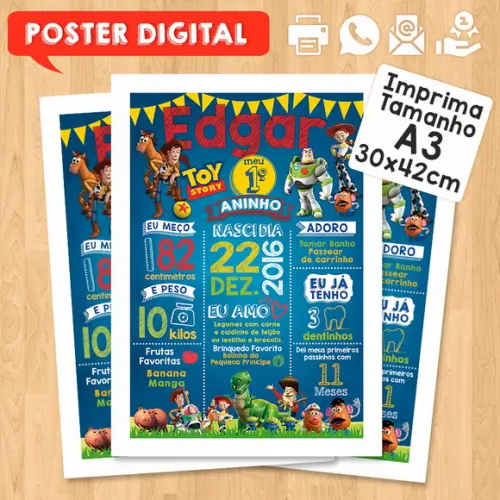 Arte Digital Chalkboard Aniversário A3 30x42cm Toy Story