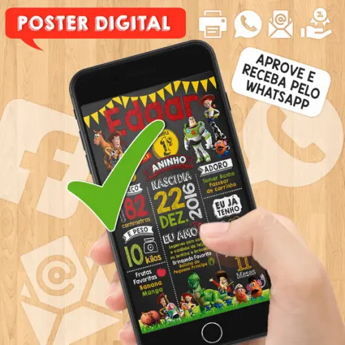 Arte Digital Chalkboard Aniversário A3 30x42cm Toy Story