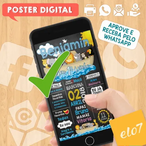 Arte Digital Chalkboard Aniversário Arca de Noé