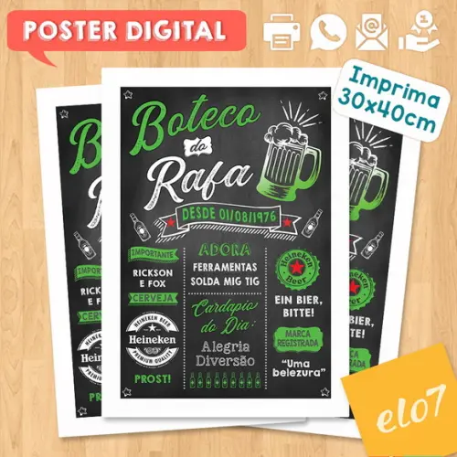 Arte Digital Chalkboard Aniversário Boteco