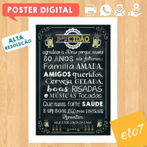 Arte Digital Chalkboard Aniversário Boteco