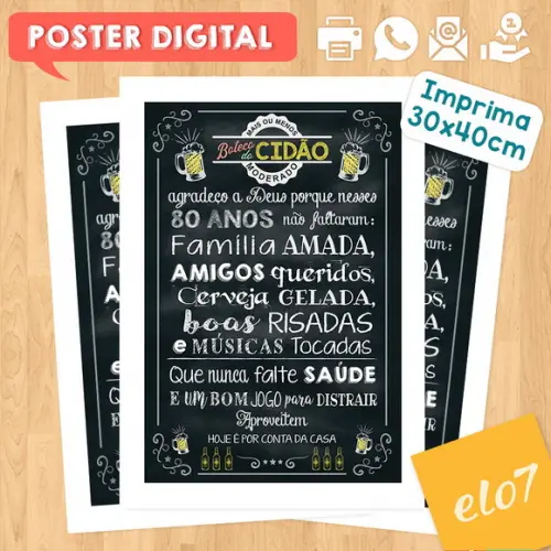Arte Digital Chalkboard Aniversário Boteco
